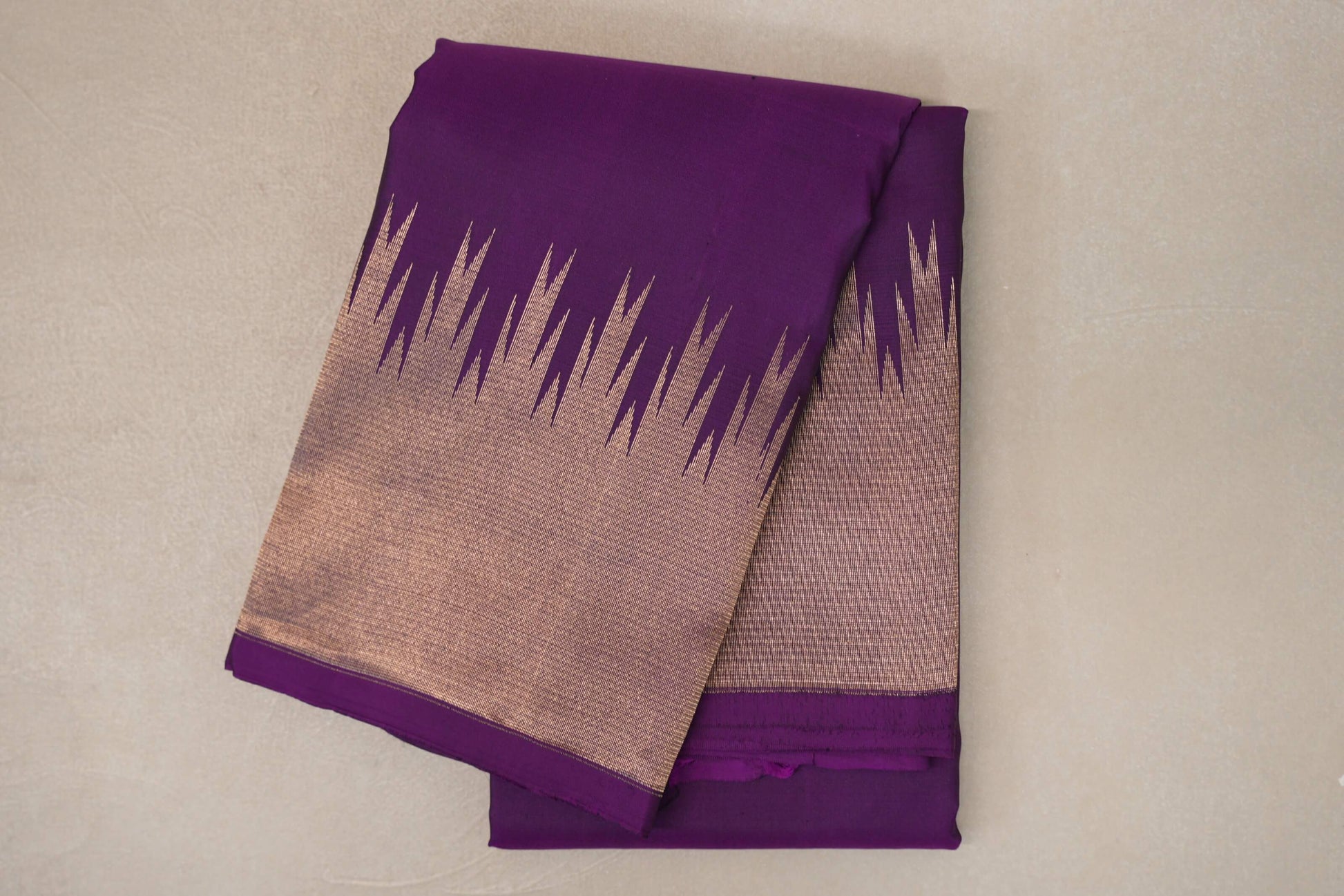 Purple with Temple Borders Light Weight Kanchipuram Silk Saree