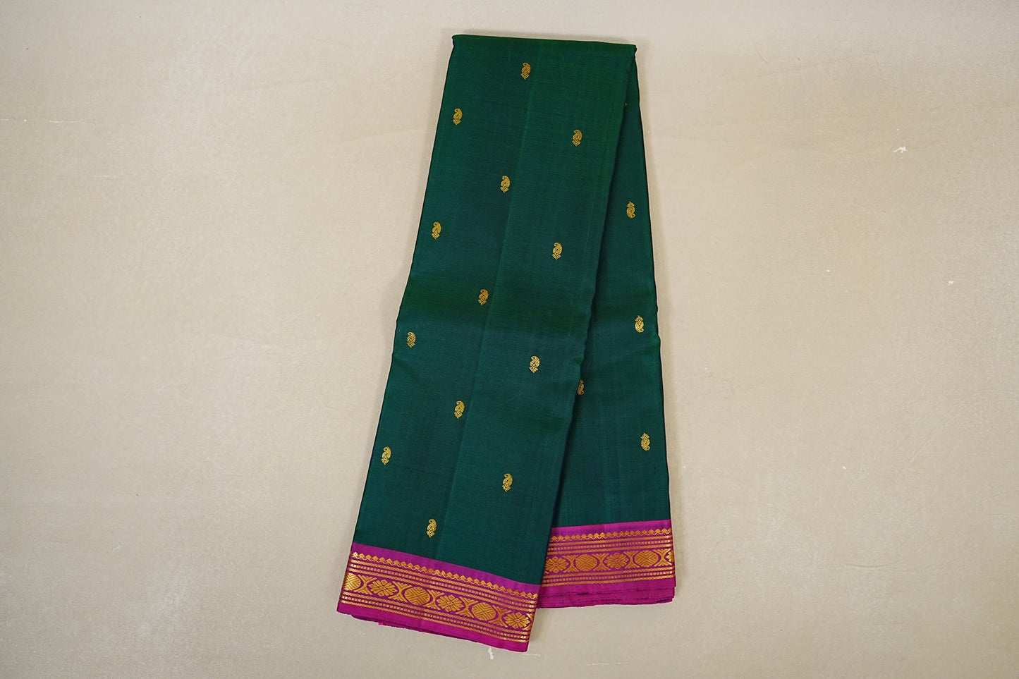 Peacock Green with Magenta Borders Vintage Kanjivaram Silk Saree online