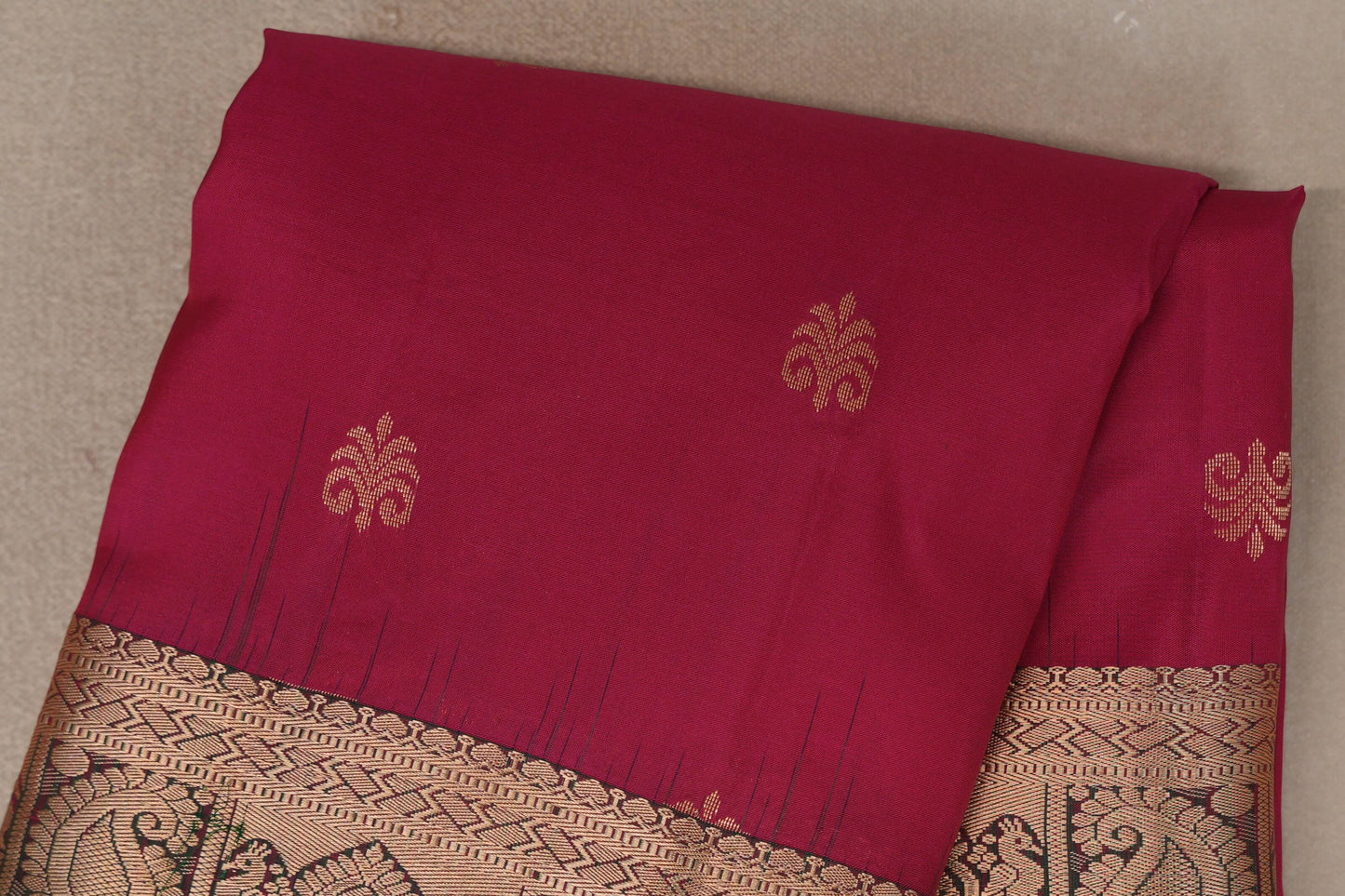 Rani Pink with Bottle Green Borders Light Weight Kanchipuram Silk Saree body