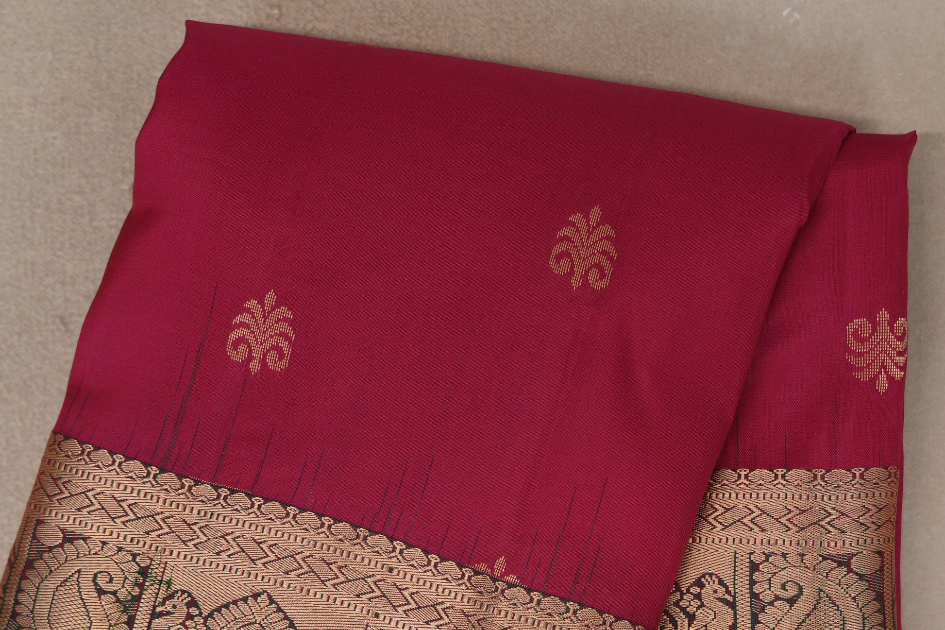 Rani Pink with Bottle Green Borders Light Weight Kanchipuram Silk Saree body