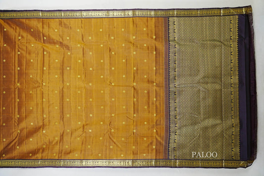 Antique Mustard with Brown Vintage Kanjivaram Silk Saree paloo