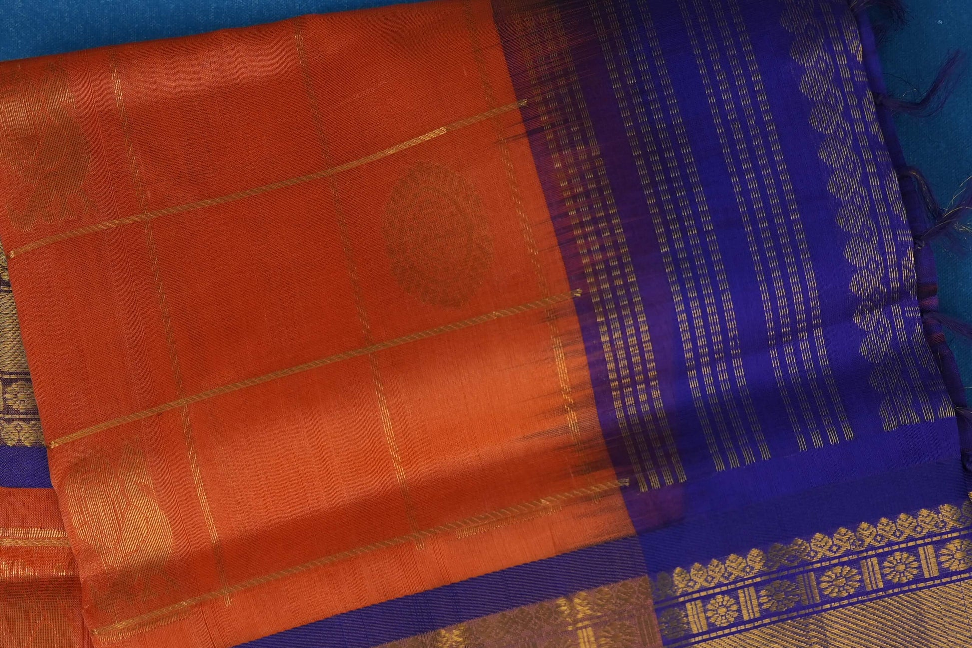 checked vintage silk cotton saree