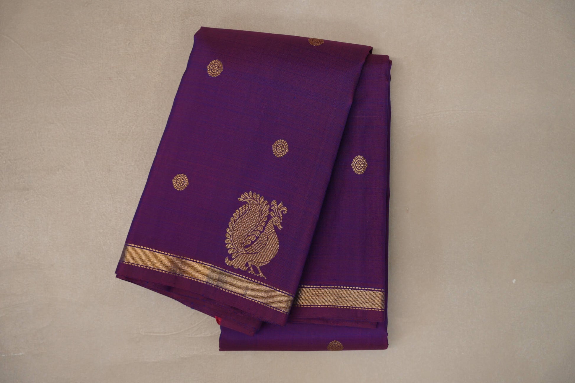 Dual Tone of Maroon & Blue Plant Based Kanjivaram Silk Saree