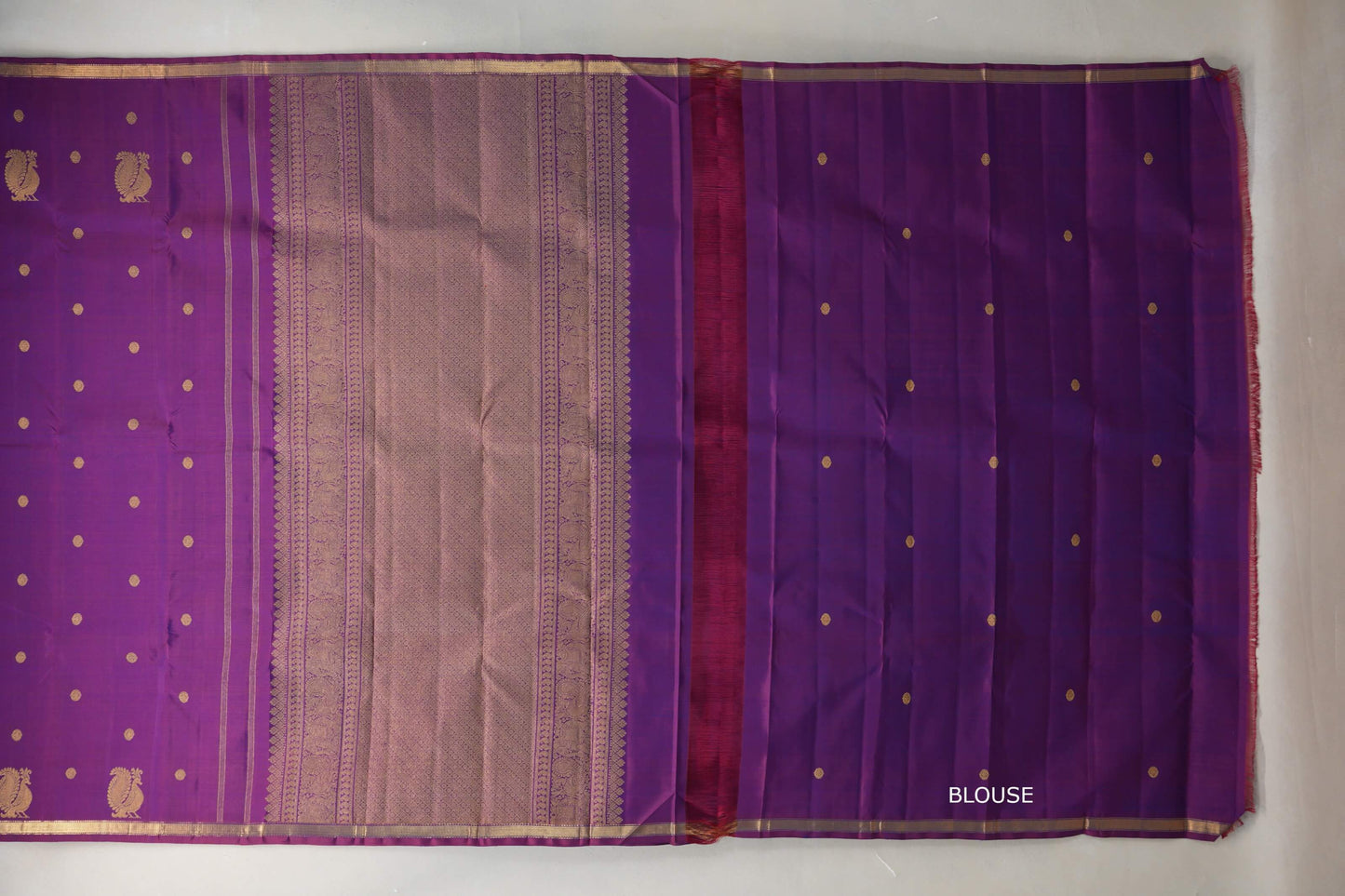 Dual Tone of Maroon & Blue Plant Based Kanjivaram Silk Saree blouse
