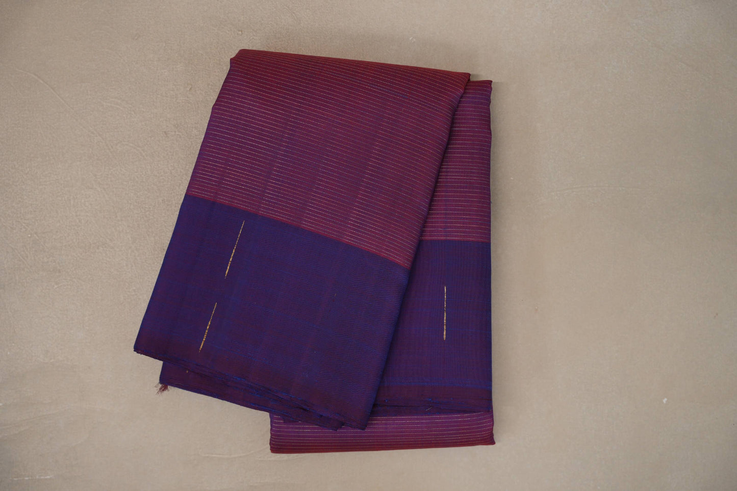 Dual Tone of Red & Blue Plant Based Kanjivaram Silk Saree