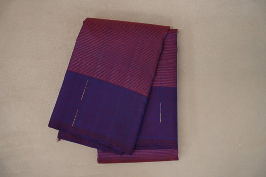 Dual Tone of Red & Blue Plant Based Kanjivaram Silk Saree
