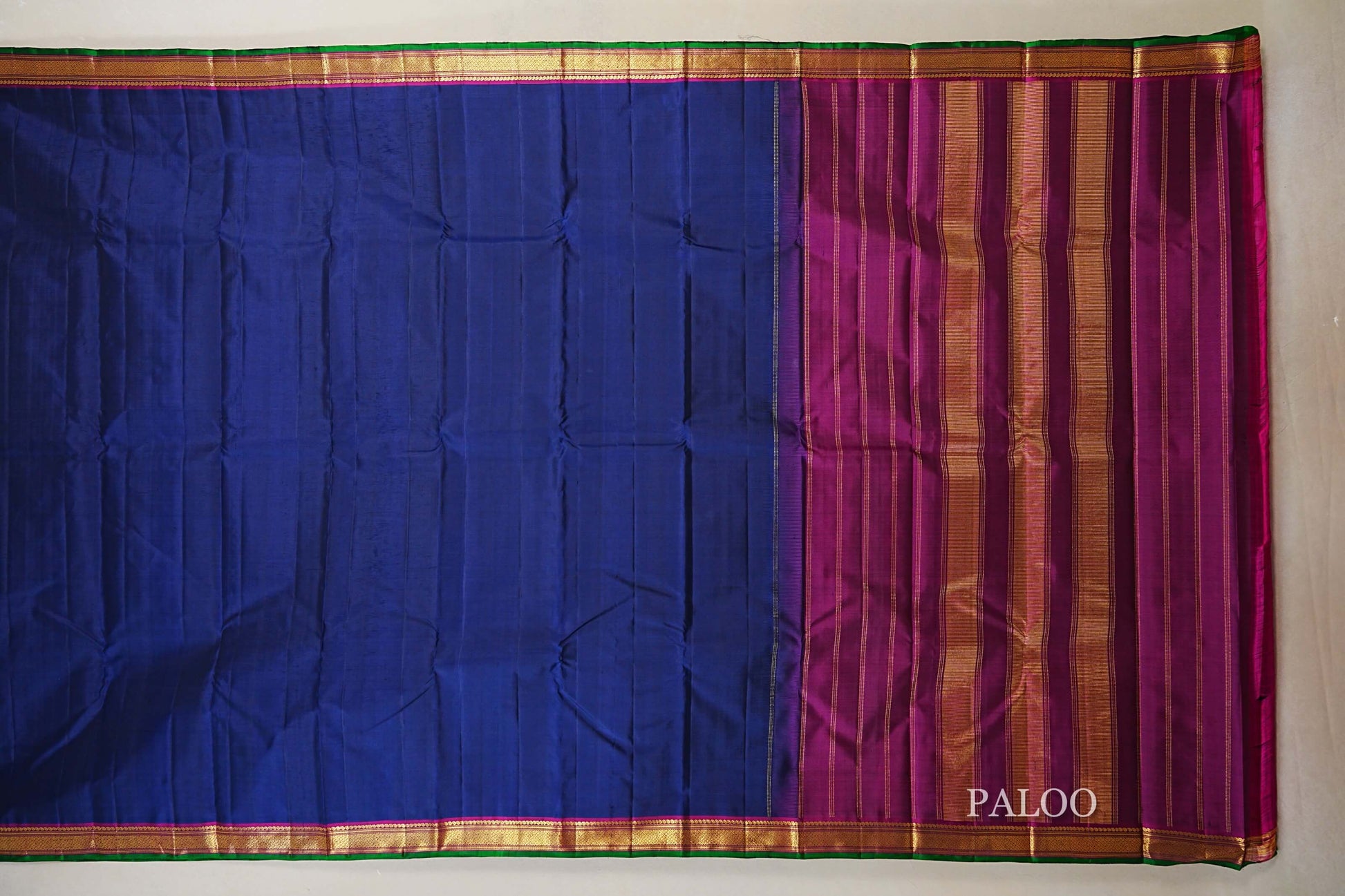  Deep Blue Vintage Kanjivaram Silk Saree paloo