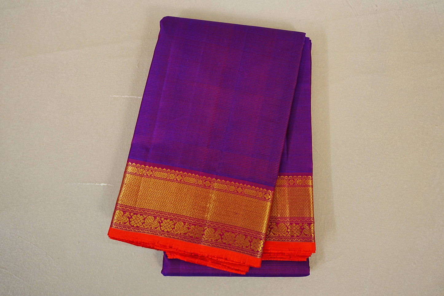 Dual Tone Blue and Violet Vintage Kanjivaram Silk Saree