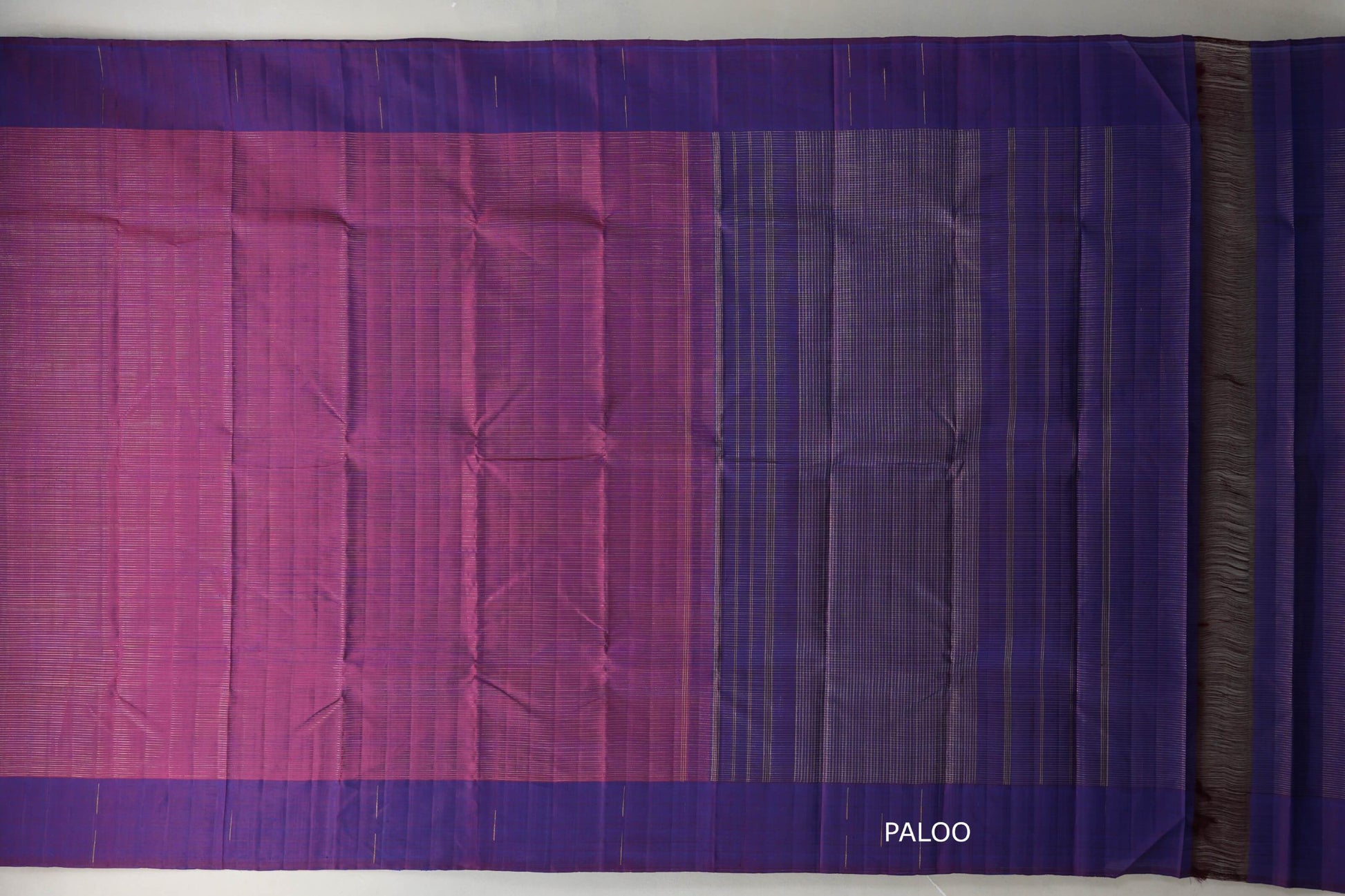 Dual Tone of Red & Blue Plant Based Kanjivaram Silk Saree paloo
