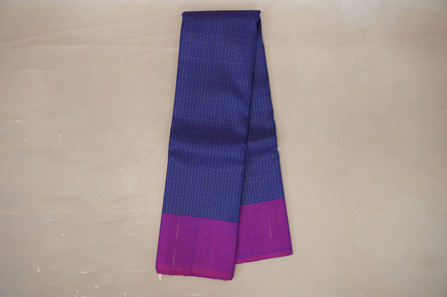 Online Deep Blue with Dual Tone of Blue & Magenta Borders Plant Based Kanjivaram Silk Saree
