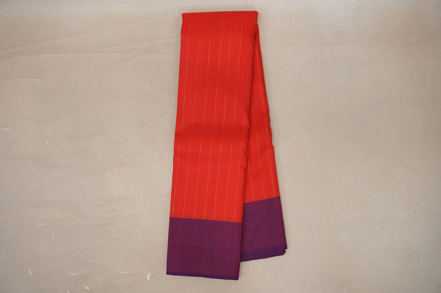 Online Tomato Red with Dual Tone of Red & Blue Borders Plant Based Kanjivaram Silk Saree