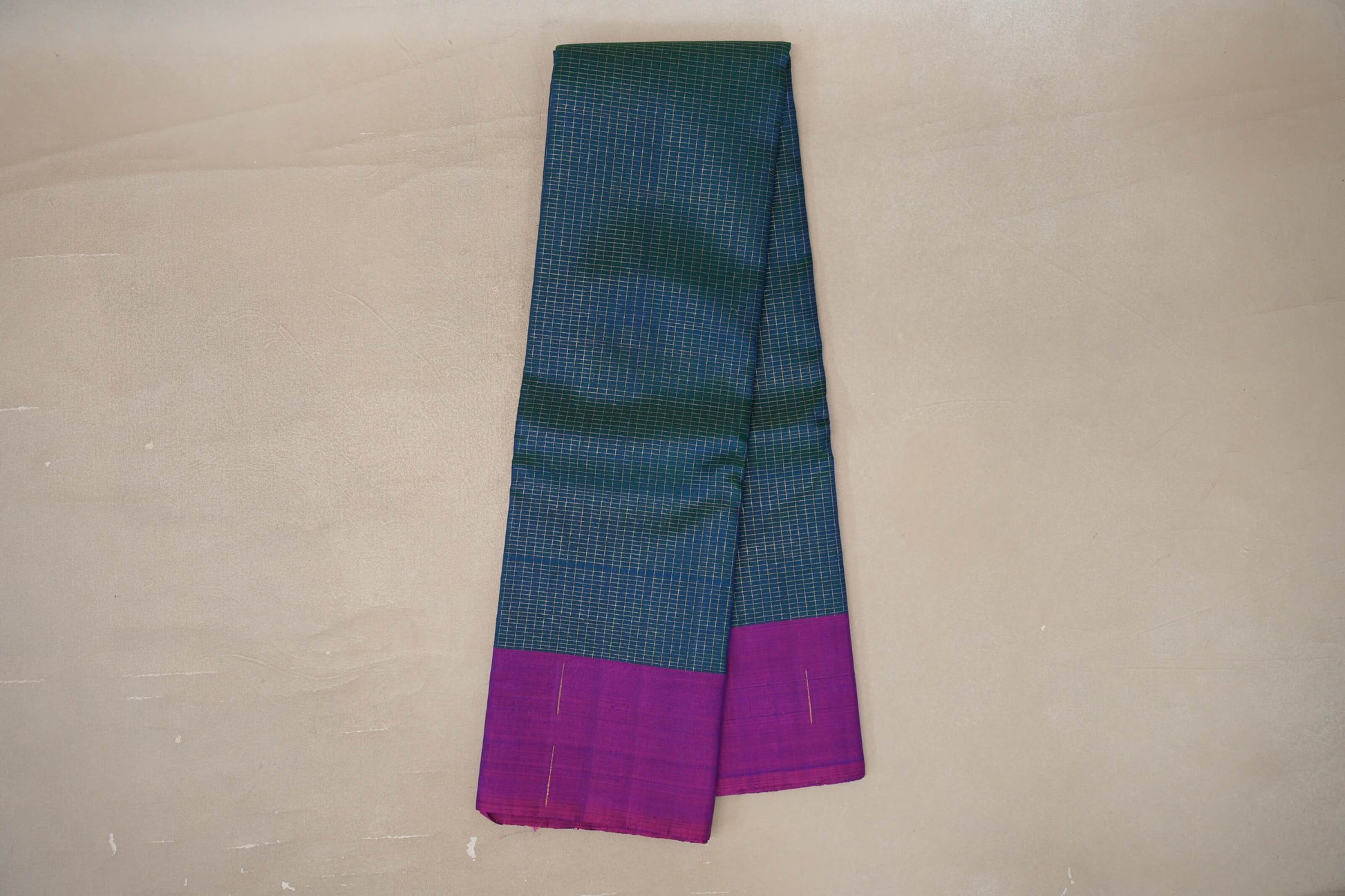 Online Peacock Blue with Dual Tone of Blue & Magenta Borders Plant Based Kanjivaram Silk Saree