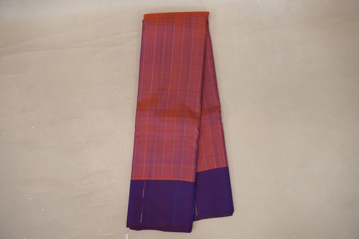 Online Dual Tone of Orange & Deep Blue Plant Based Kanjivaram Silk Saree
