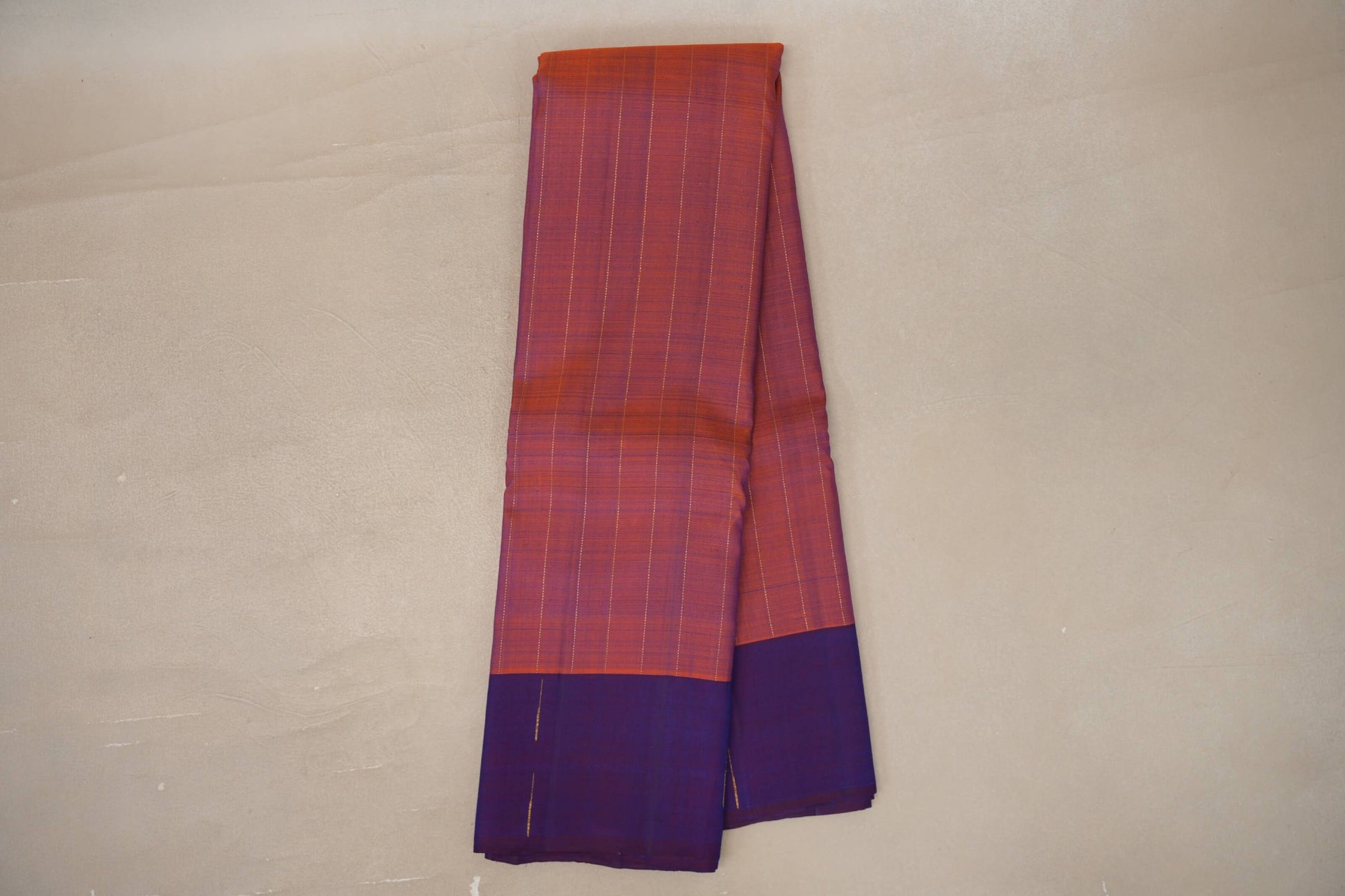 Online Dual Tone of Orange & Deep Blue Plant Based Kanjivaram Silk Saree