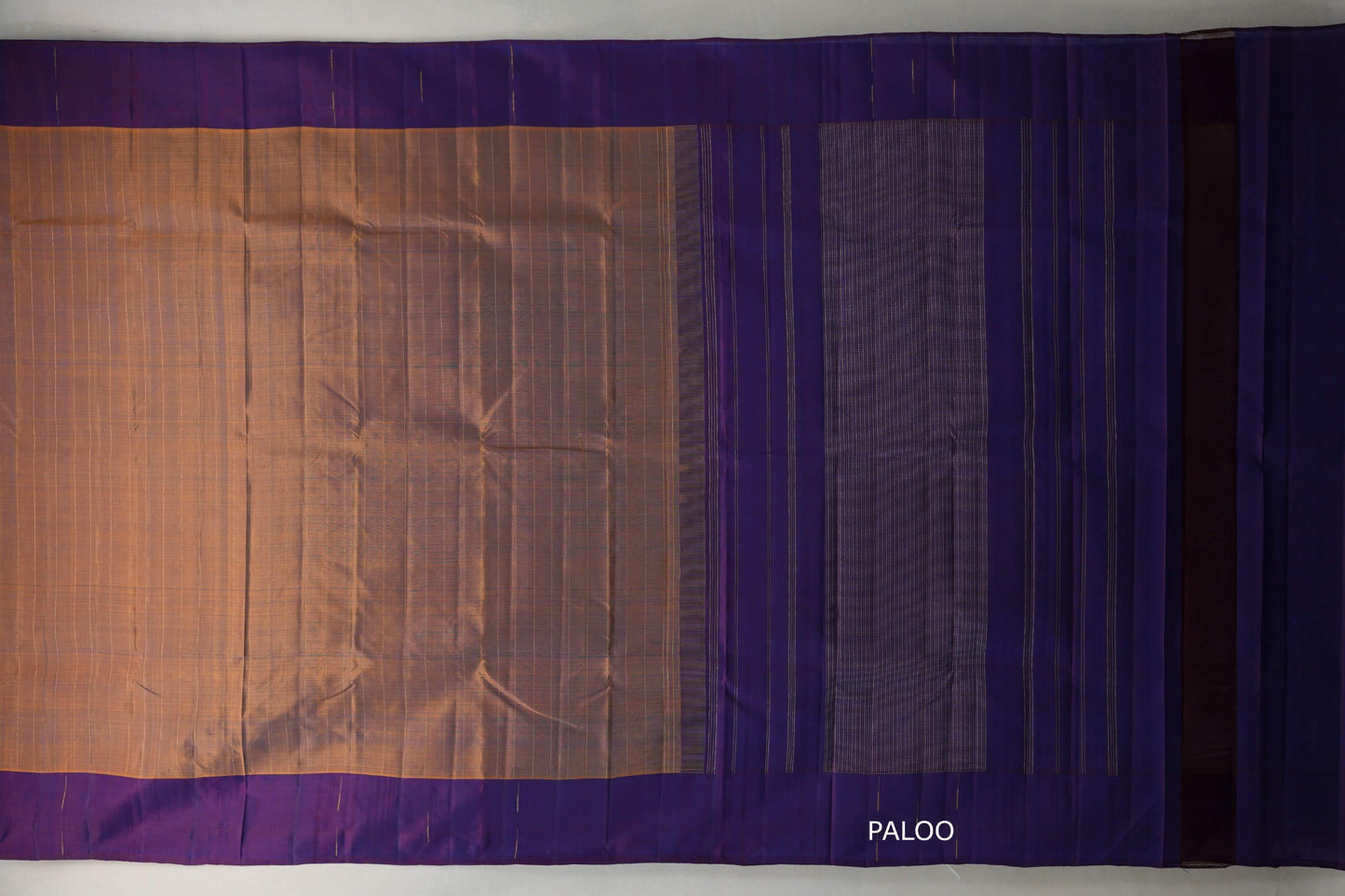 Dual Tone of Mustard & Deep Blue Plant Based Kanjivaram Silk Saree paloo