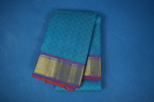 Peacock blue vintage kanjivaram silk saree