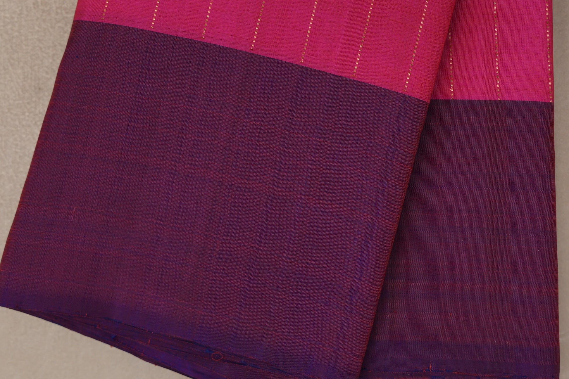 Bright Pink Plant Based Kanjivaram Silk Saree border
