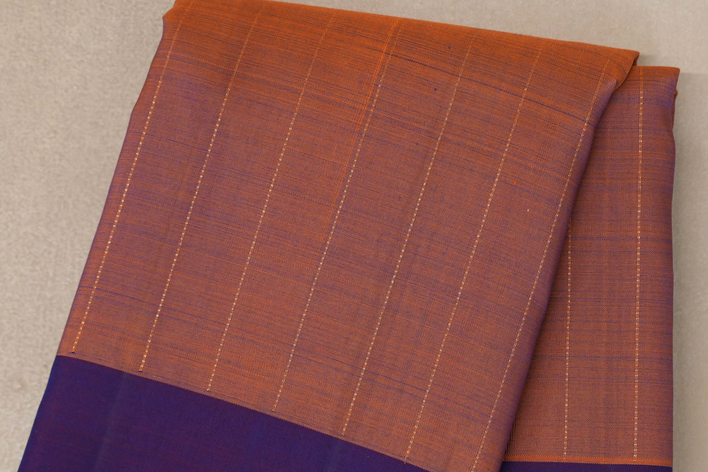 Dual Tone of Mustard Orange & Deep Blue Plant Based Kanjivaram Silk Saree body