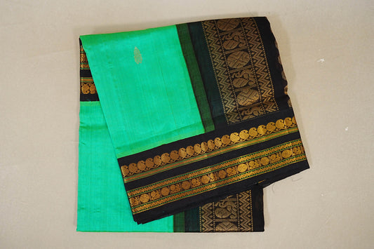 Sea Green with Black Borders Silk Cotton Saree