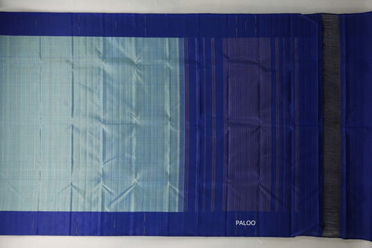 Dual Tone of Elaichi Green & Deep Blue with Deep Blue Borders Plant Based Kanjivaram Silk Saree paloo