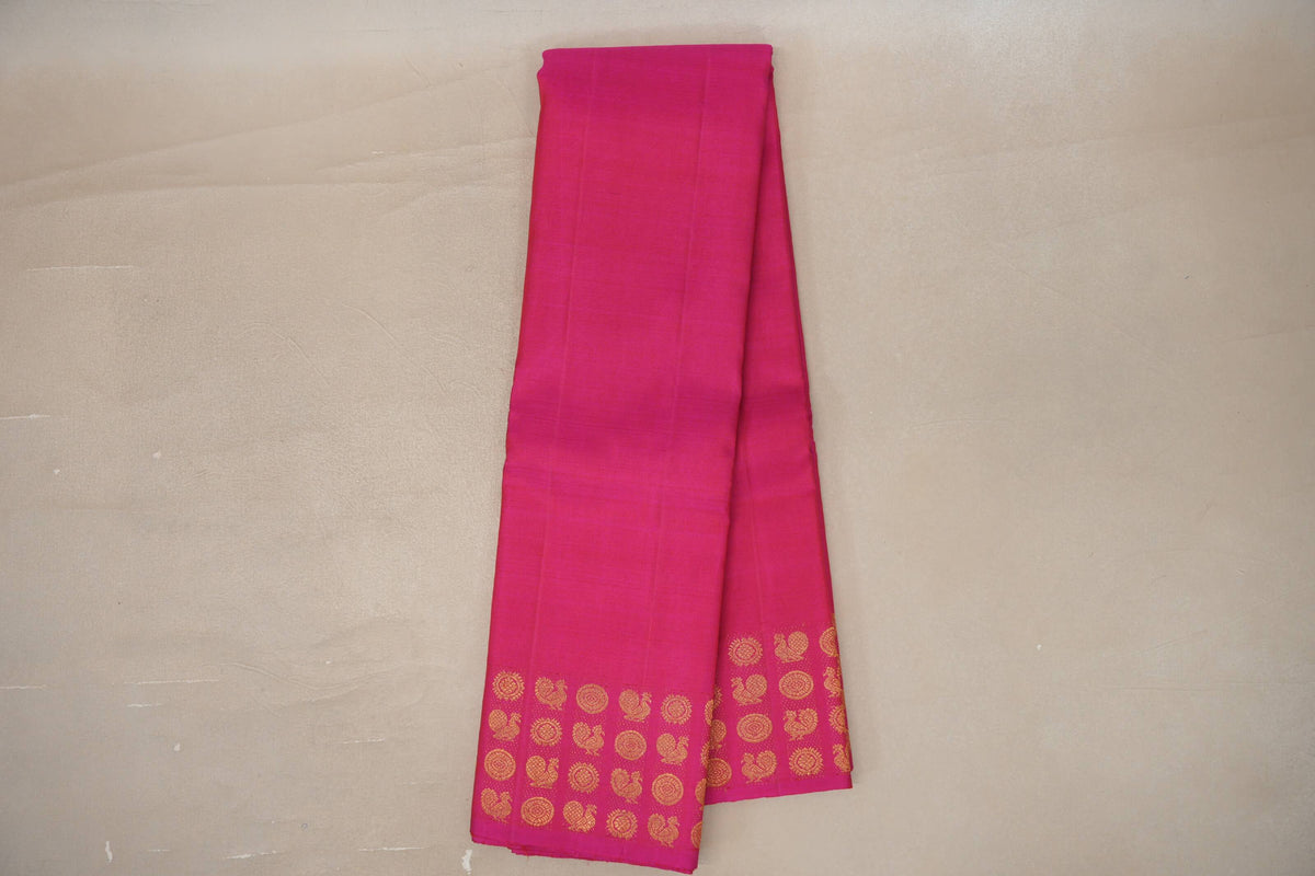 Online Bright Pink Plant Based Kanjivaram Silk Saree