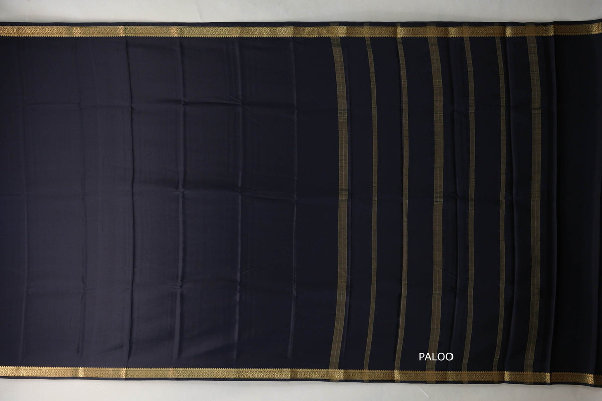 Black Mysore Silk Saree paloo
