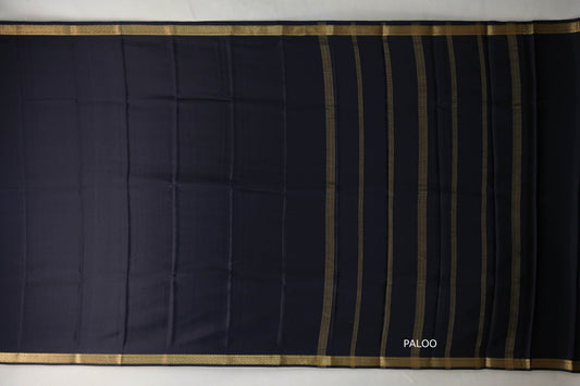 Black Mysore Silk Saree paloo