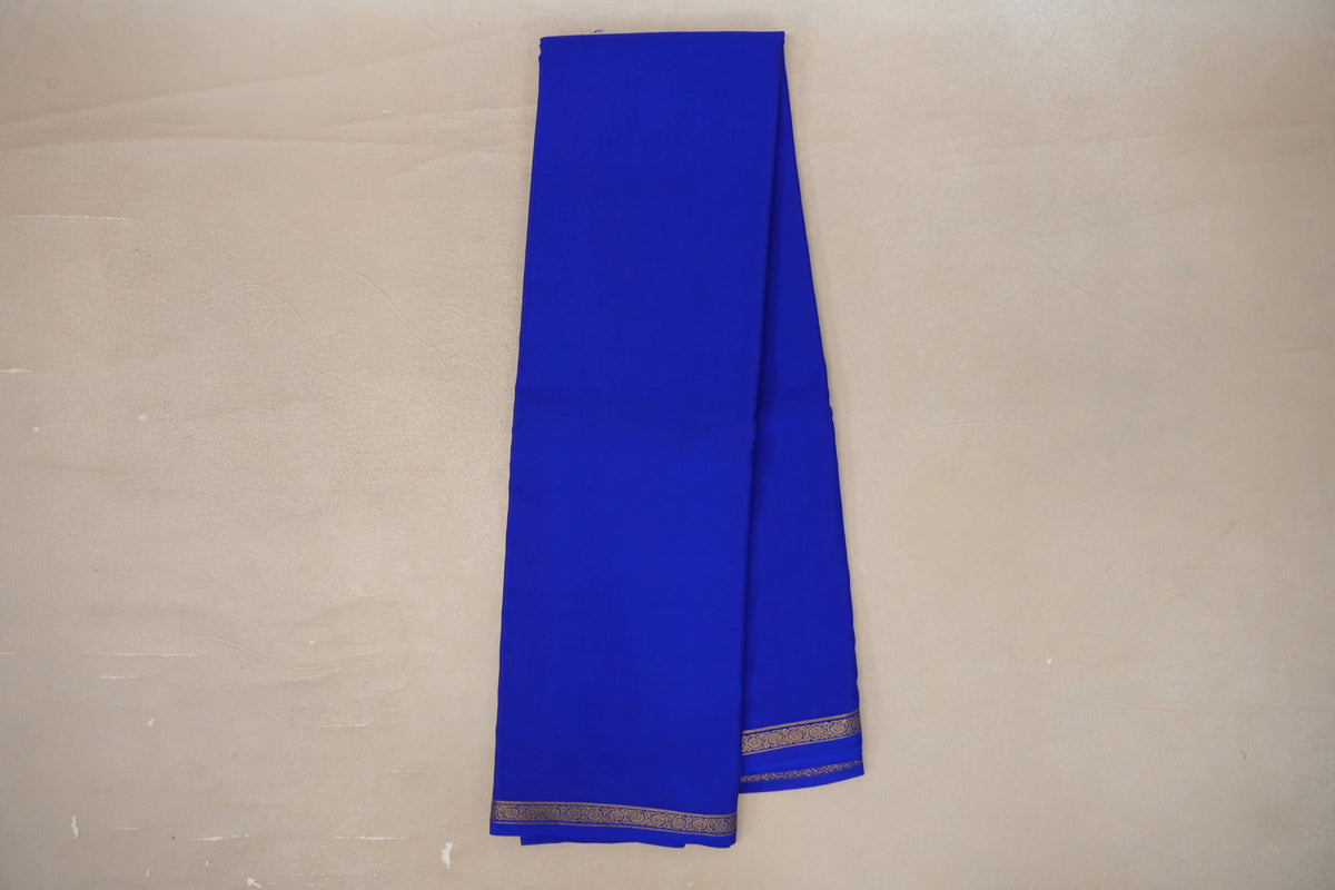 Online Dark Royal Blue Mysore Silk Saree