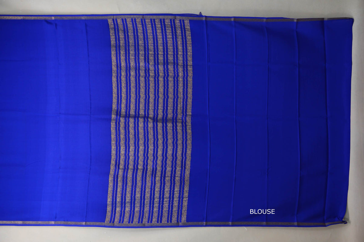 Dark Royal Blue Mysore Silk Saree blouse
