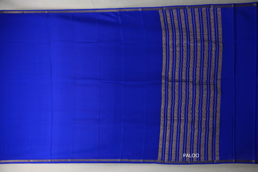 Dark Royal Blue Mysore Silk Saree paloo