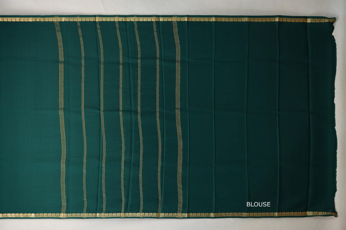Dark Green Mysore Silk Saree blouse