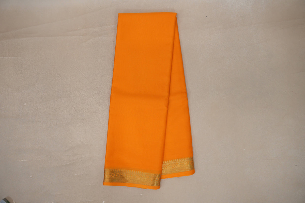 Online Mango Orange Mysore Silk Saree