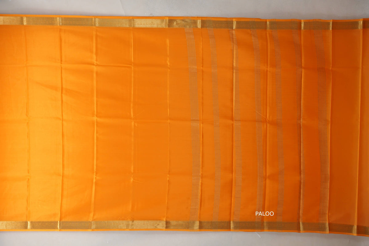 Mango Orange Mysore Silk Saree paloo