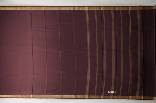 Dark Coffee Brown Mysore Silk Saree paloo