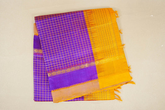 folded Violet Silk Cotton Saree
