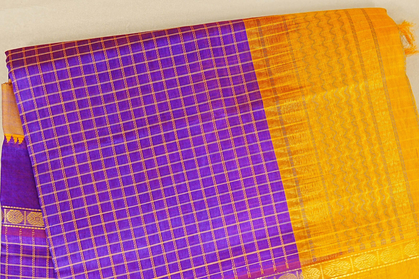 Violet Silk Cotton Saree body zoom