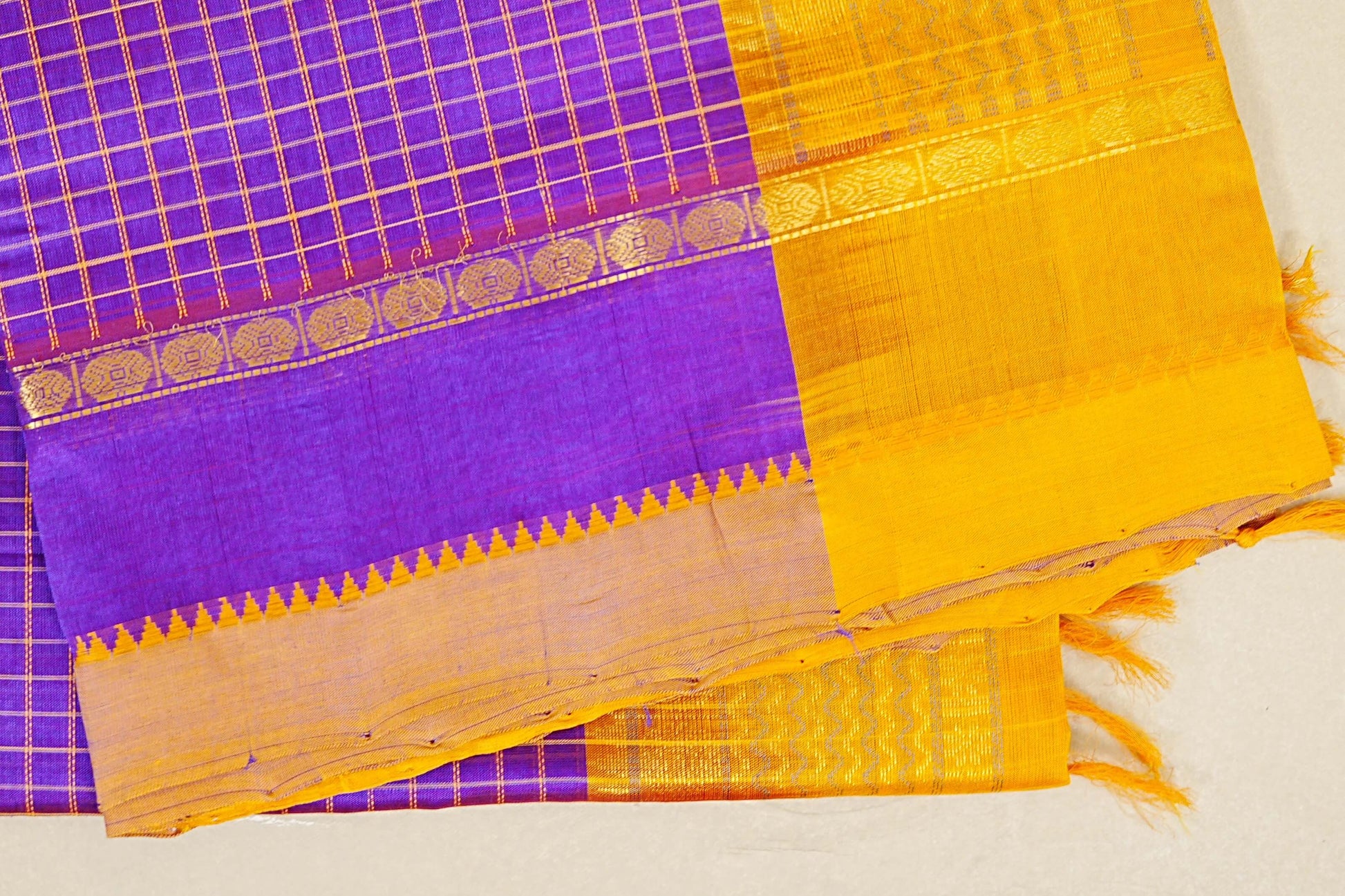 Violet Silk Cotton Saree border zoom