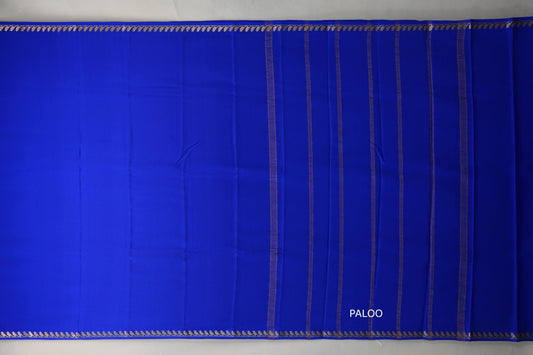 Dark Royal Blue Mysore Silk Saree paloo