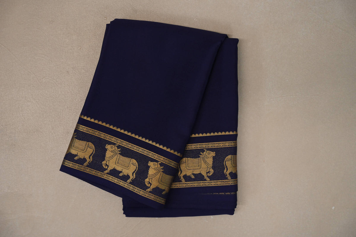 Navy Blue Mysore Silk Saree