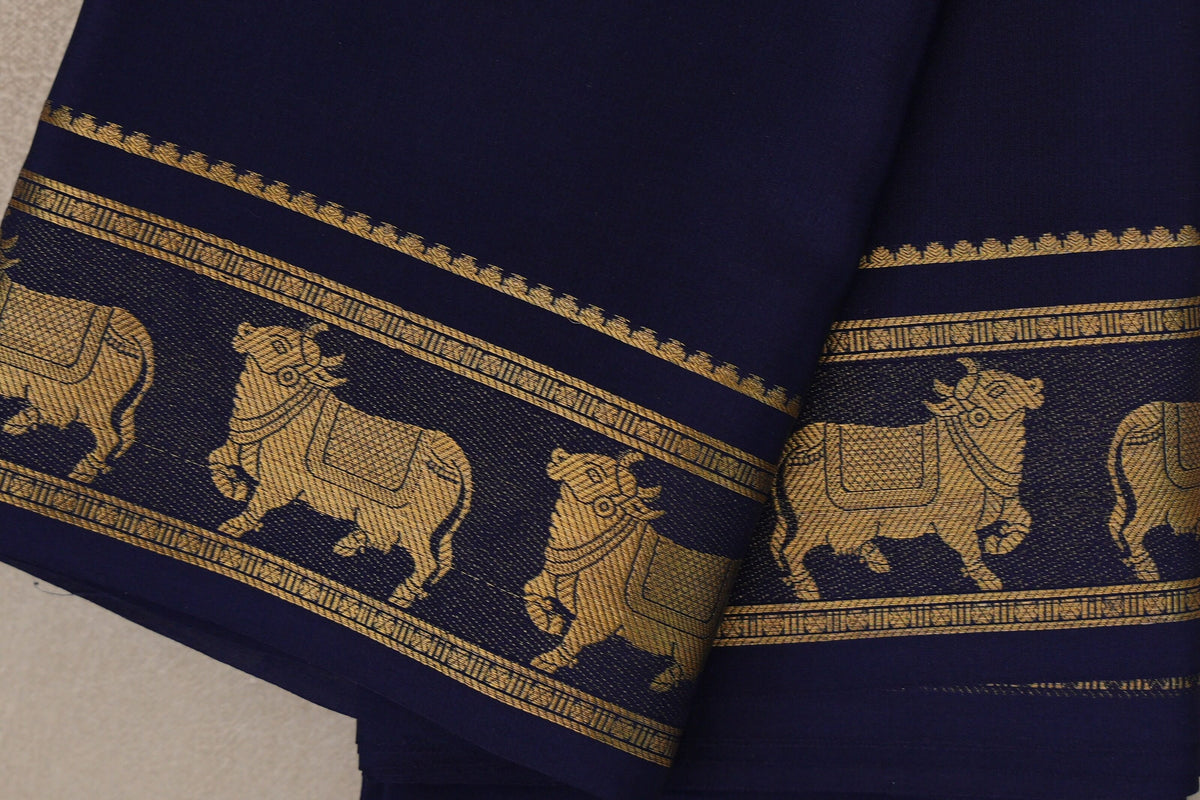 Navy Blue Mysore Silk Saree border