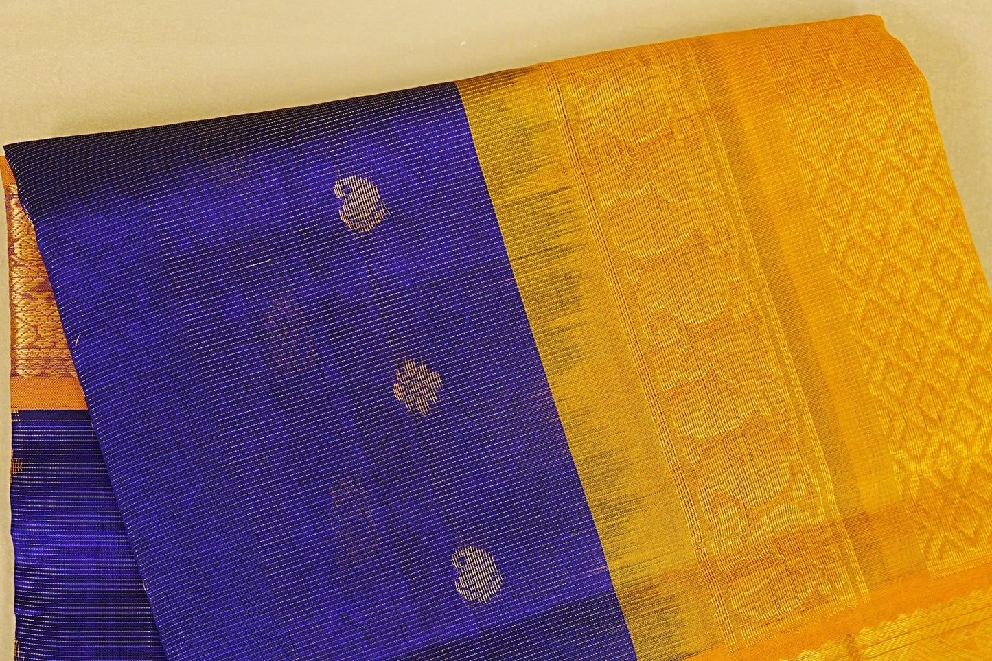 Royal Blue Vaira Oosi Silk Cotton Saree body zoom
