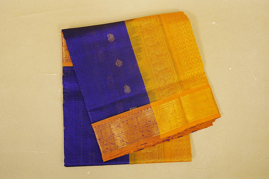folded Royal Blue Vaira Oosi Silk Cotton Saree