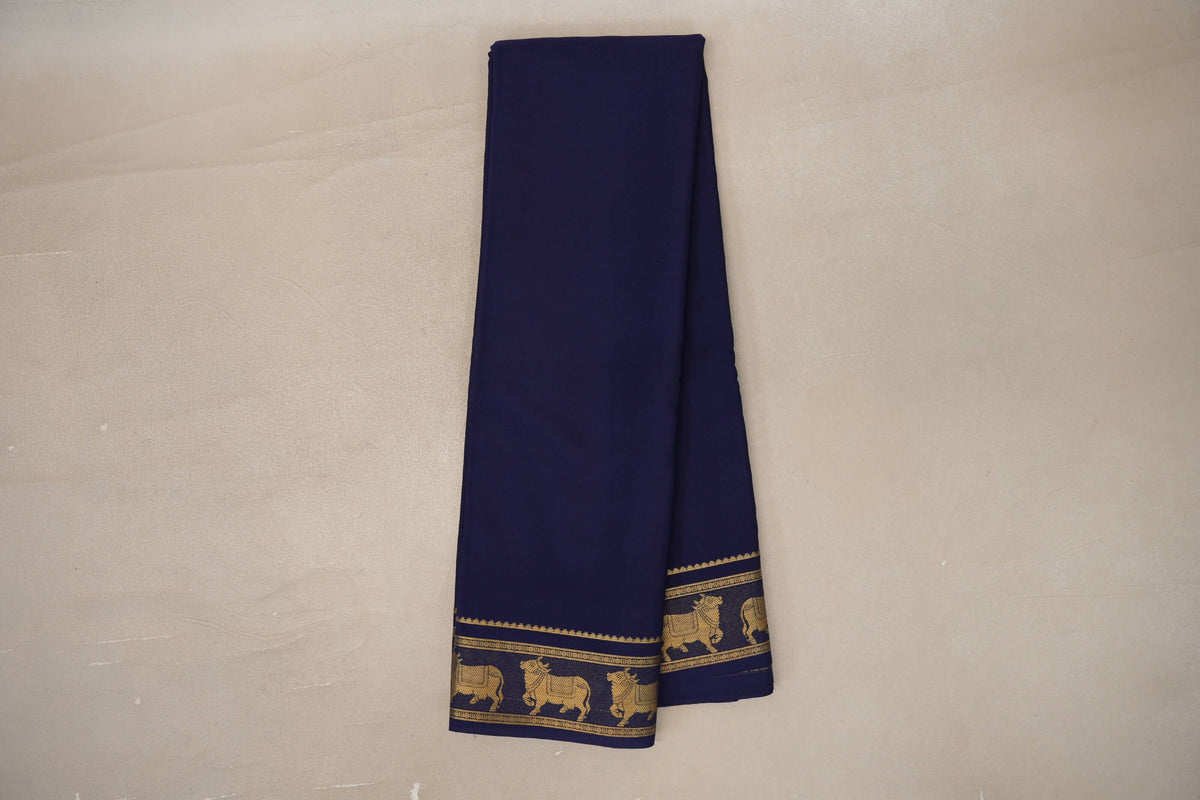 Online Navy Blue Mysore Silk Saree