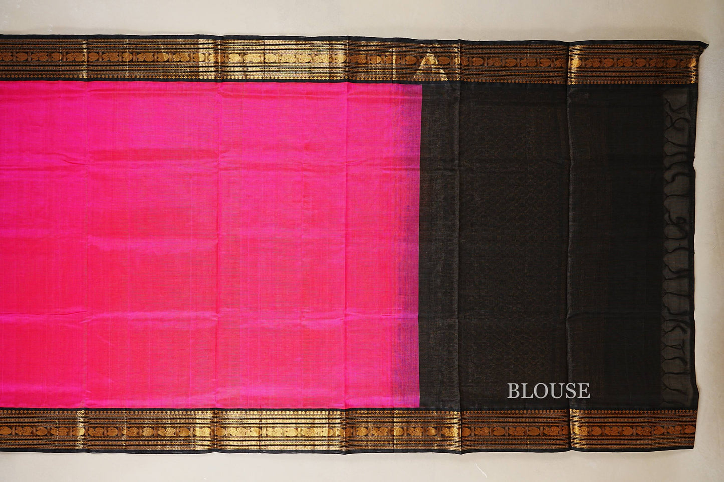 Bright Rani Pink Vaira Oosi Silk Cotton Saree blouse