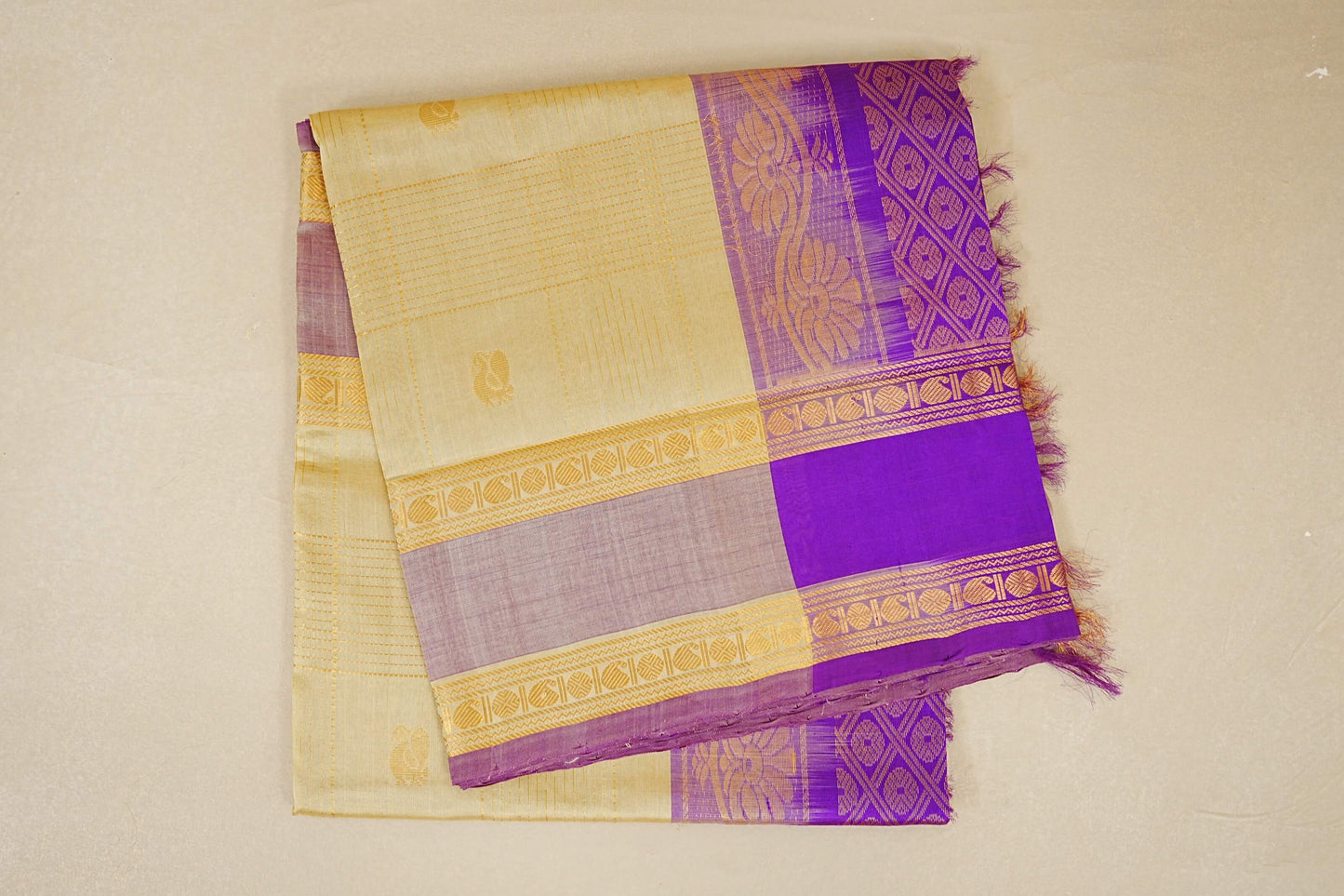 folded Cream Silk Cotton Saree