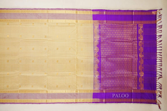 Cream Silk Cotton Saree paloo
