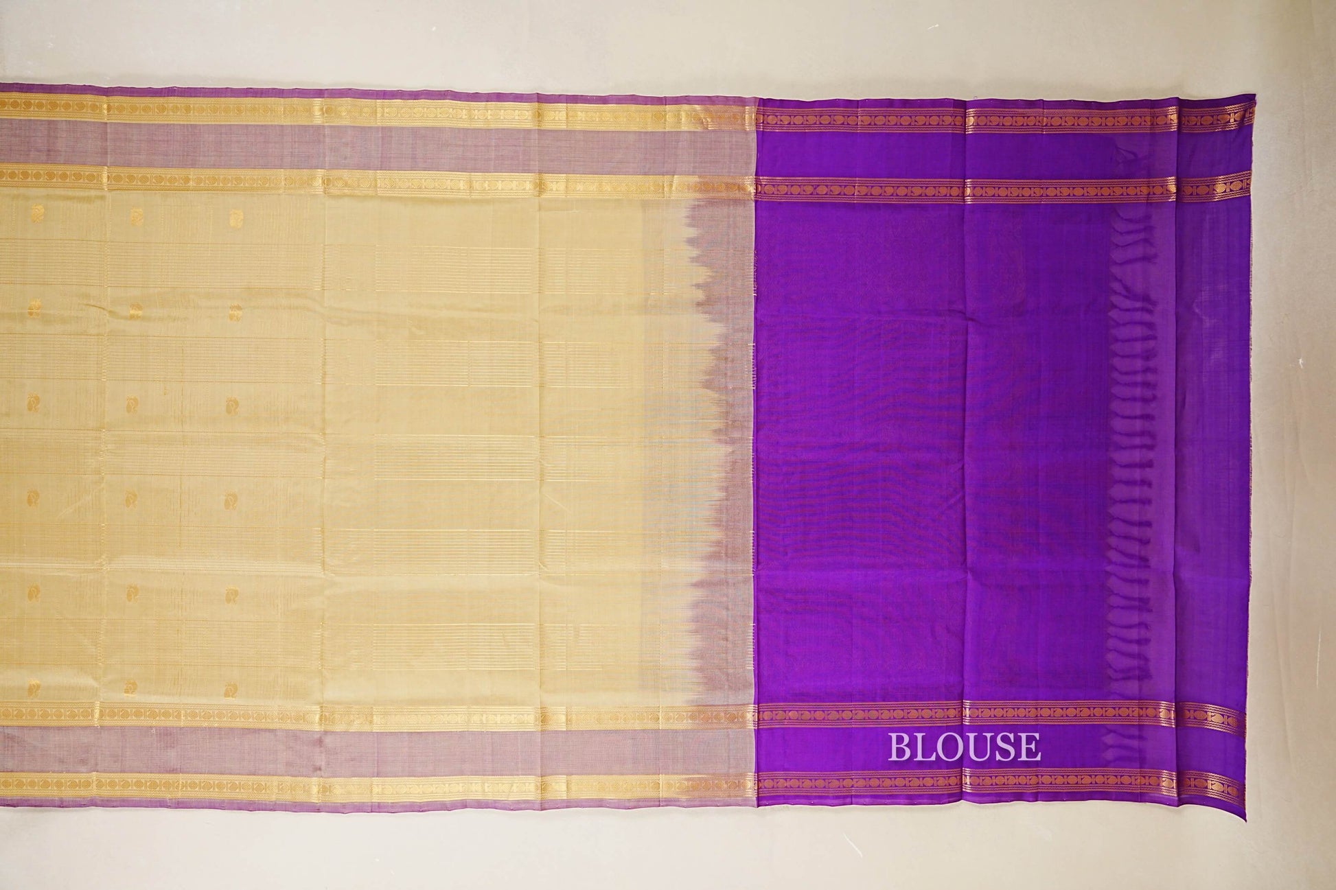 Cream Silk Cotton Saree blouse