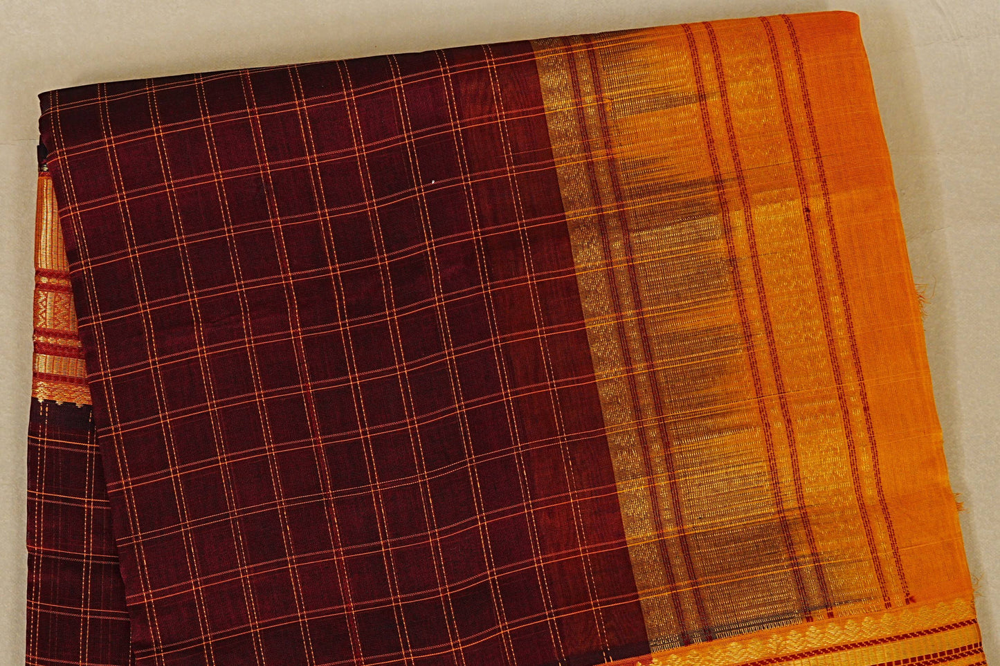  Deep Maroon Silk Cotton Sare body zoom