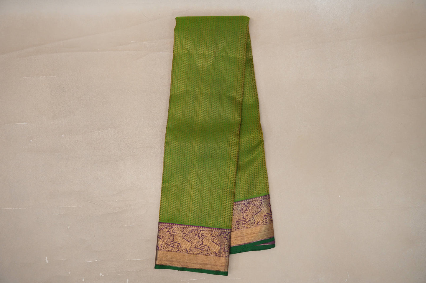 Online Dual Tone of Yellow and Green Vintage Heirloom Kanjivaram Silk Saree
