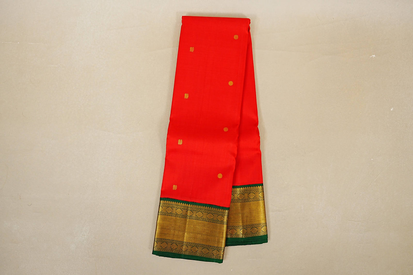 Bright Red with bottle Green Vintage Kanjivaram Silk Saree online